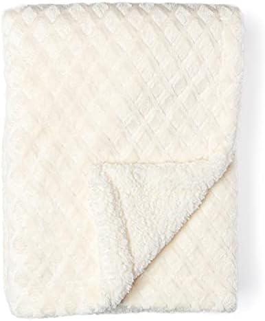 Diamond Plush Sherpa Baby Blanket Ivory
