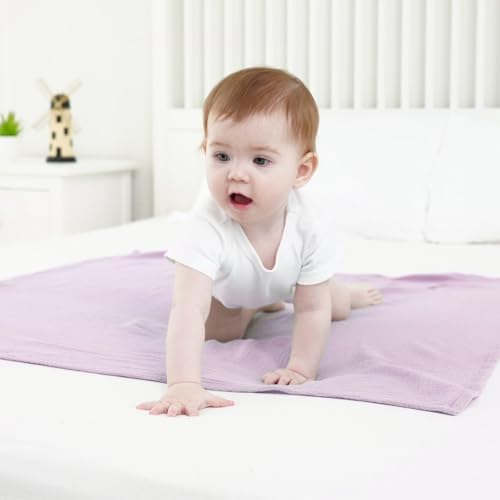 Synrroe Muslin Swaddle Blankets 2 Pack - 40x40 Inches Soft Breathable Baby Blankets