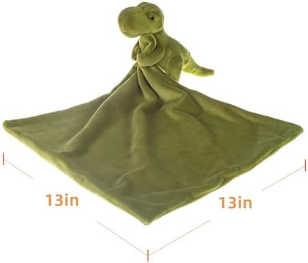 Apricot Lamb Green Dinosaur Security Blanket 13 Inches