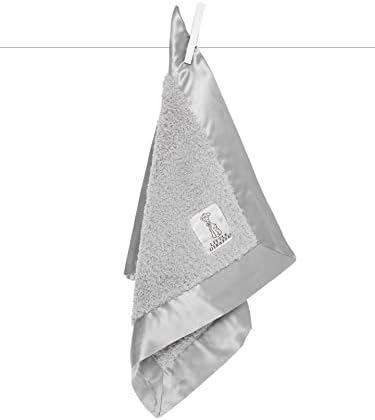 Little Giraffe Baby Blanket with Satin Trim - 17x17 - Silver 1