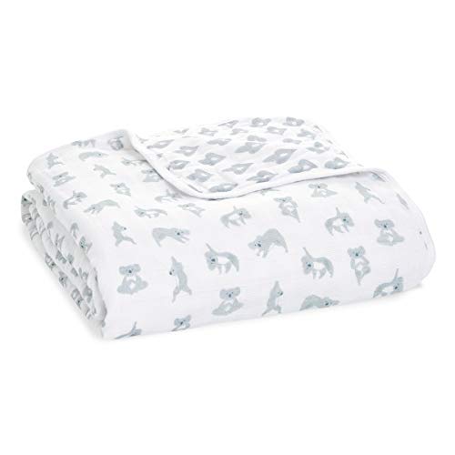 aden anais 4-Layer Cotton Muslin Baby Blanket with Koala Medallion