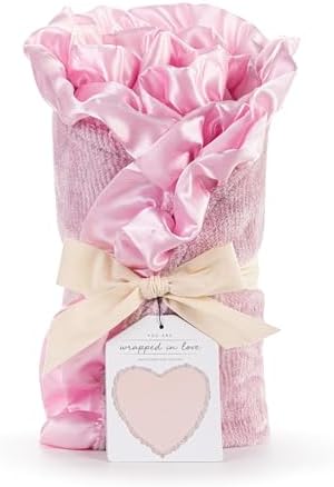 DEMDACO Heart Shaped Baby Swaddle Blanket 43 Inch Pink
