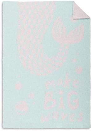 DEMDACO Mermaid Bed Blanket 40x30 Soft Pastel Blue