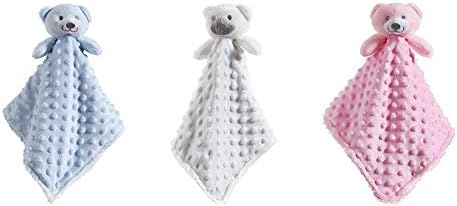 CREVENT Cozy Plugs Baby Security Blankiet Loveys for Baby Boys Blue Bear