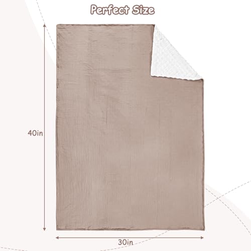 Man Fai Sky Baby Blankets - Breathable Muslin Dotted Wool 30x40 Inch Khaki
