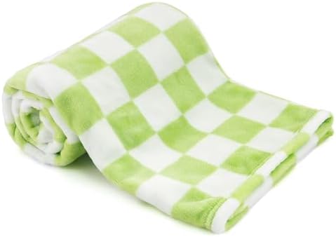 GreatBba Plush Checkered Baby Blanket - 30x40 Wine Green White