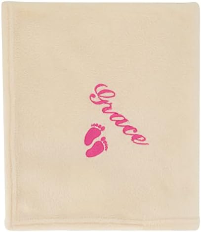 Personalized Passion Baby Blanket - Custom Name and Feet Design 28x40 Cream
