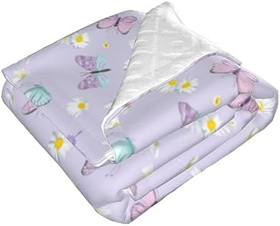 SUPLUCHOM Baby Blanket Butterfly Daisy 30x40 Inch Plush