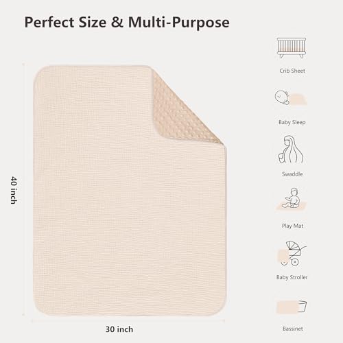 Susurration Baby Blanket Soft Minky with Muslin Front Dotted Fleece Back