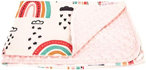 Top Tots Deluxe Minky Baby Blanket - Boho Rainbows 40 x 29 Inch Peach