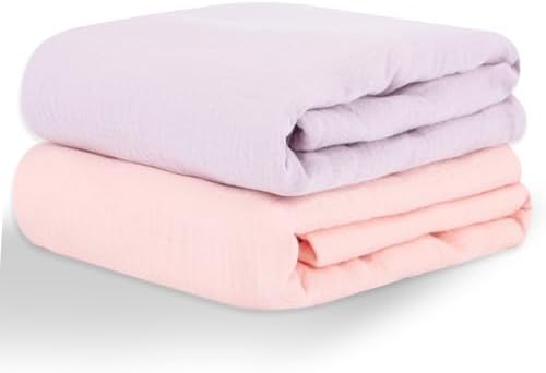 Synrroe Muslin Swaddle Blankets 2 Pack - 40x40 Inches Soft Breathable Baby Blankets
