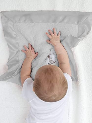 Little Giraffe Baby Blanket with Satin Trim - 17x17 - Silver 1