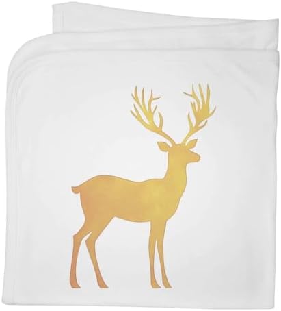 Azeeda Yellow Reindeer Stag Silhouette Cotton Blanket