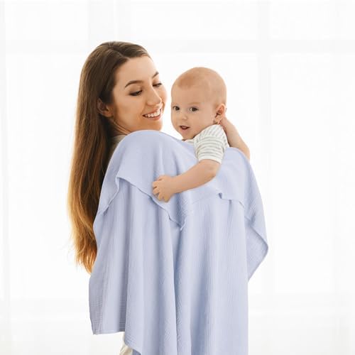 Susurration Muslin Swaddle Blanket 100 Cotton 40x40in 2Pack Navy Blue