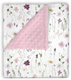Mink Baby Blanket Pink Purple Floral - 30 x 40 Inches