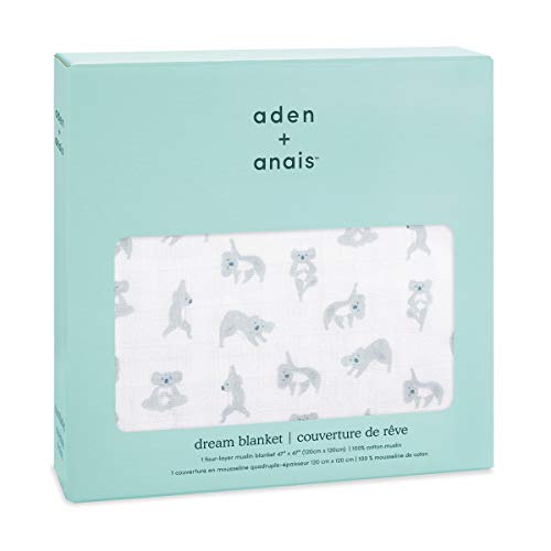 aden anais 4-Layer Cotton Muslin Baby Blanket with Koala Medallion