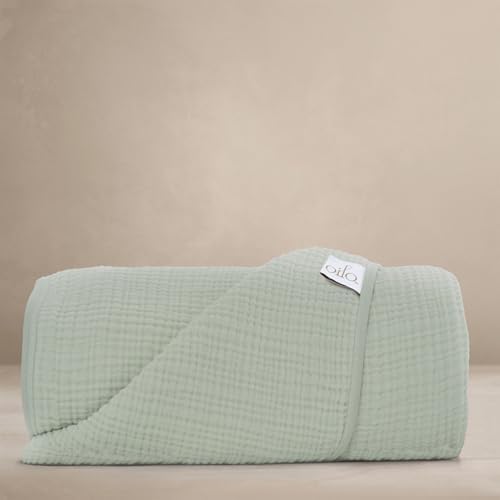 Oilo Premium Muslin Baby Blanket - 8-Layer Sea Moss Sage Green