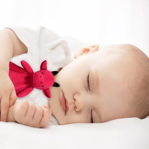 Doindute Baby Red Dragon Security Blanket - 14 Inches Dinosaur Plush Lovey