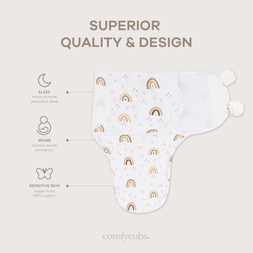 Comfy Cubs 3-Pack Swaddle Blanket - 100 Cotton Rainbow Bohemian