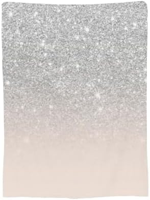 Girly Silver Glitter Ombre Flannel Blanket - Double Sided