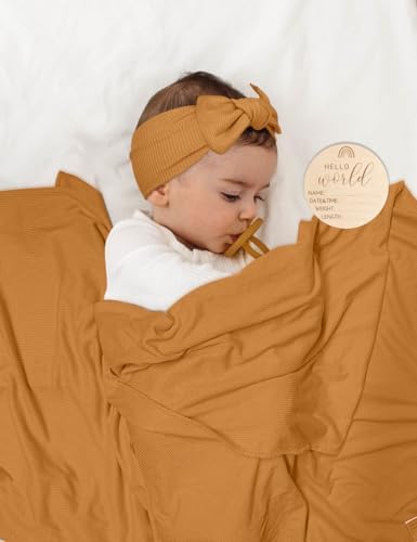 ZURLEFY Stretchy Baby Swaddle Blanket and Matching Hat Set