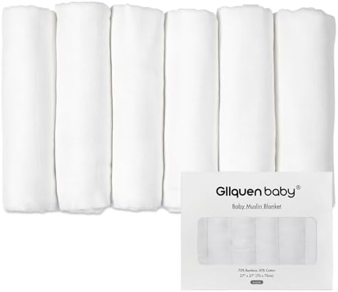 GLLQUEN BABY 6-Pack Swaddle Blankets - Soft Breathable