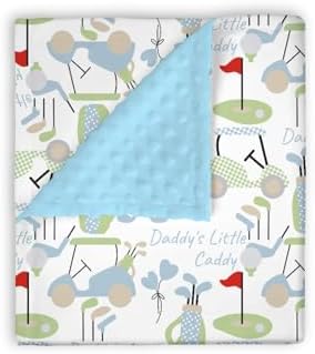 Mink Baby Blanket with Dotted Backing Golf Pattern