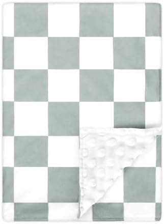 DILIMI Soft Warm Baby Blanket Green Checkerboard