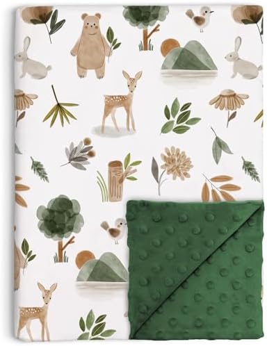 Woodland Baby Blanket Soft Flannel Forest Animals Design