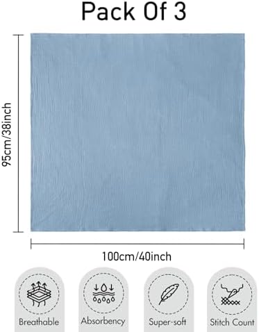 GLLQUEN BABY Muslin Swaddle Blankets 3-Pack