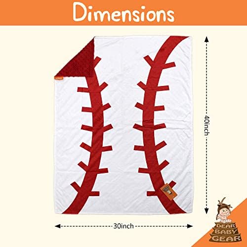 Dear Baby Gear - Reversible Baby Blanket - 40x30 Baseball Print