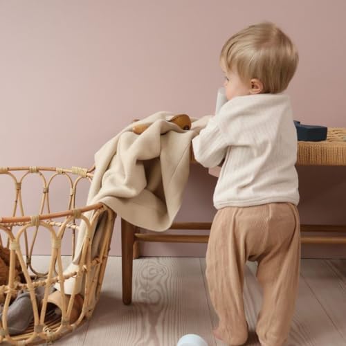 Huxie Knitted Organic Cotton Baby Blanket Swaddle 30x40 Fog