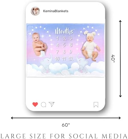 Twin Milestone Blanket with Elephant Design 1