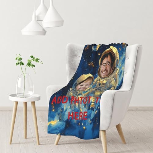 Custom Astronaut Blanket for Baby Boy with Name Photo