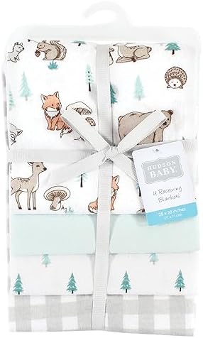 Hudson Baby Unisex Flannel Receiving Blanket Neutral Woodland Pattern