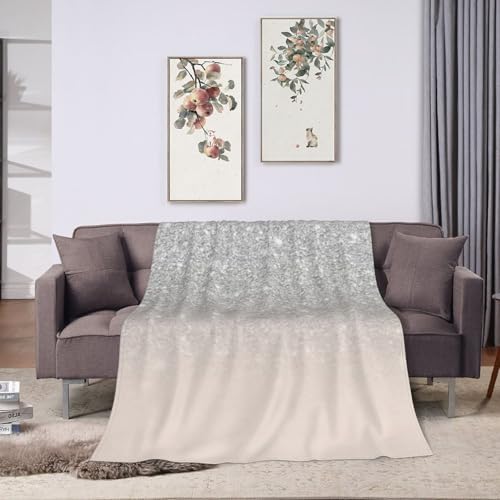 Girly Silver Glitter Ombre Flannel Blanket - Double Sided