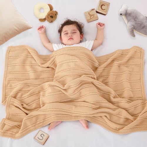 Pinuotu Cotton Twisted Rope Baby Blanket Soft Breathable 31x40 Inches