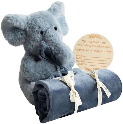 Baby Lovey Blue Elephant Security Blanket for Newborns and Toddlers