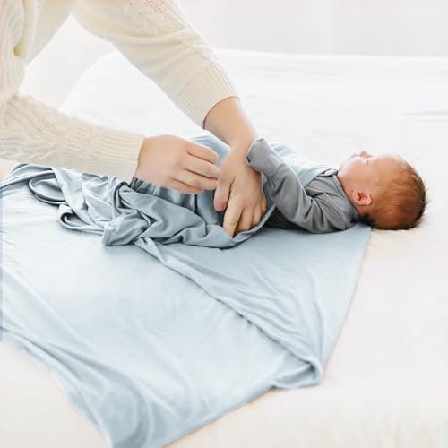 MairMore Baby Swaddle Blanket with Beanie Set Blue