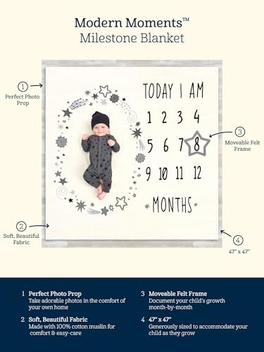Modern Moments by Gerber Muslin Milestone Blanket with Felt Frame 1