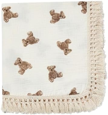 Insular Cotton Muslin Baby Blanket with Tassel - 47x40