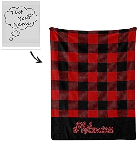 Personalized Red Black Check Monogram Baby Blanket 30x40inch 1