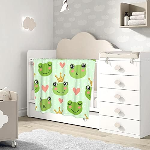 Duduho Cute Frogs Baby Blanket 30x40 Inch Soft Plush