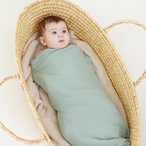 Synrroe Muslin Swaddle Blankets 2 Pack 40x40 Inches