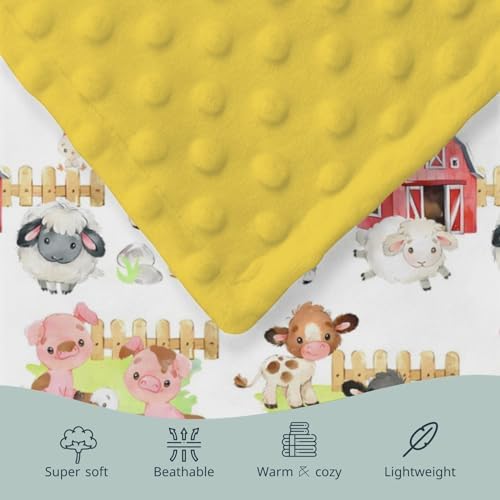 HawSkgFub Farm Animals Bed Blanket 30x40 Reversible Dotted Plush