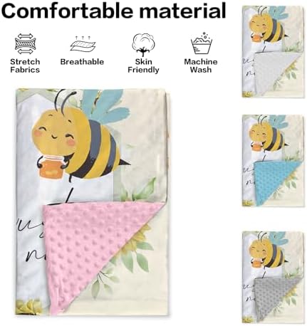 Personalized Baby Blanket with Yellow Bee Design