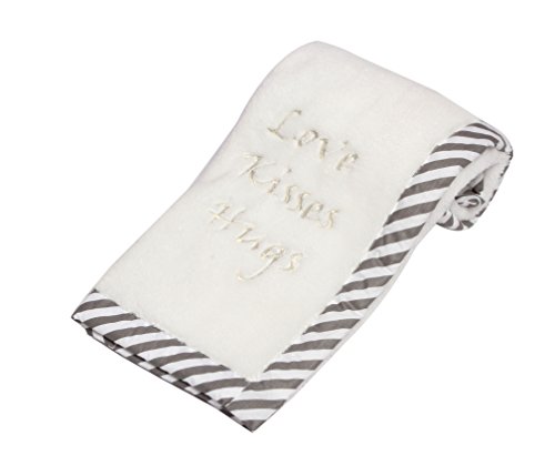 Bacati Love Unisex Embroidered Plush Blanket - SilverGrey
