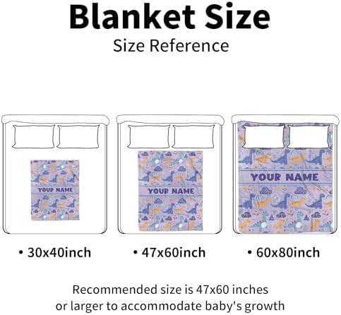 Personalized Baby Blanket for Girls with Purple Dinosaur Pattern
