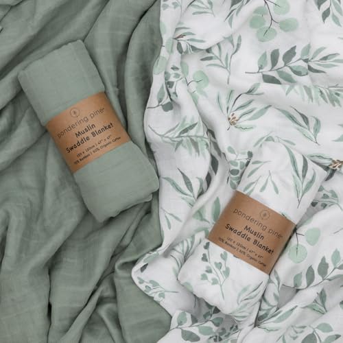 Organic Baby Muslin Swaddle Blankets 2 Pack - Soft Breathable Boho Style