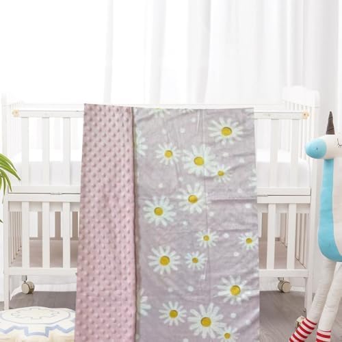 CLOSOCKEY Baby Blanket Daisy 30x40 Inch Double Layer Minky